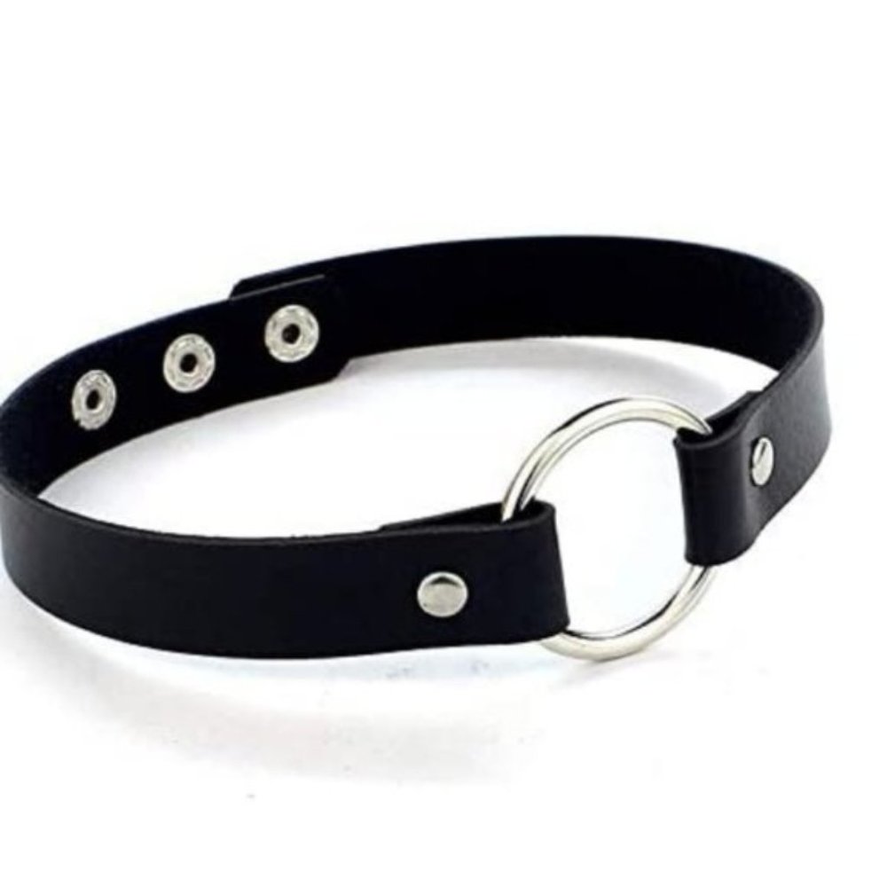 Hot Topic Adjustable Leather Choker Colar Necklace - Picture 4 of 8